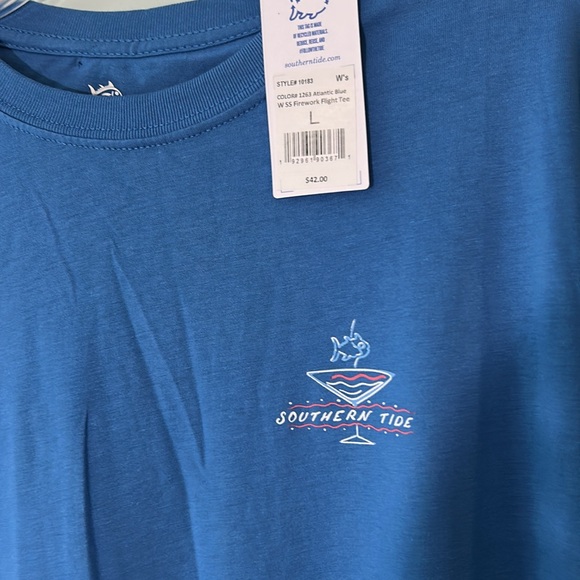 Southern Tide Large Tee Shirt Firework Flight Tee in Atlantic Blue NWT - Picture 6 of 12